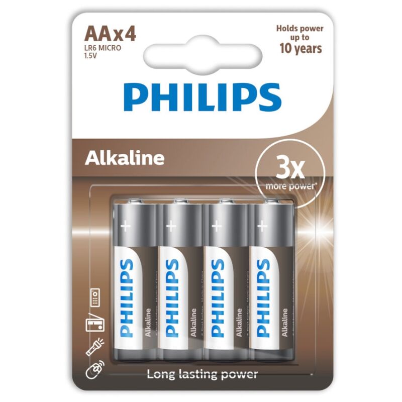 PHILIPS - ALKALINE BATTERIES AA LR6 PACK 4 - 53Xshop