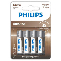 PHILIPS - ALKALINE BATTERIES AA LR6 PACK 4 - 53Xshop