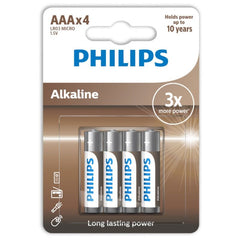 PHILIPS - ALKALINE BATTERY AAA LR03 4 PACK - 53Xshop