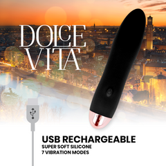 DOLCE VITA - RECHARGEABLE VIBRATOR FOUR BLACK 7 SPEEDS - 53Xshop