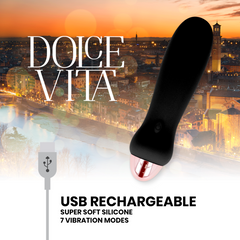 DOLCE VITA - RECHARGEABLE VIBRATOR FIVE BLACK 7 SPEEDS - 53Xshop