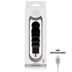DOLCE VITA - RECHARGEABLE VIBRATOR SIX BLACK 7 SPEEDS - 53Xshop