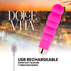 DOLCE VITA - RECHARGEABLE VIBRATOR SIX PINK 7 SPEEDS - 53Xshop