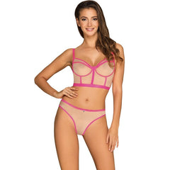 OBSESSIVE - NUDELIA SET TWO PIECES PINK S/M - 53Xshop