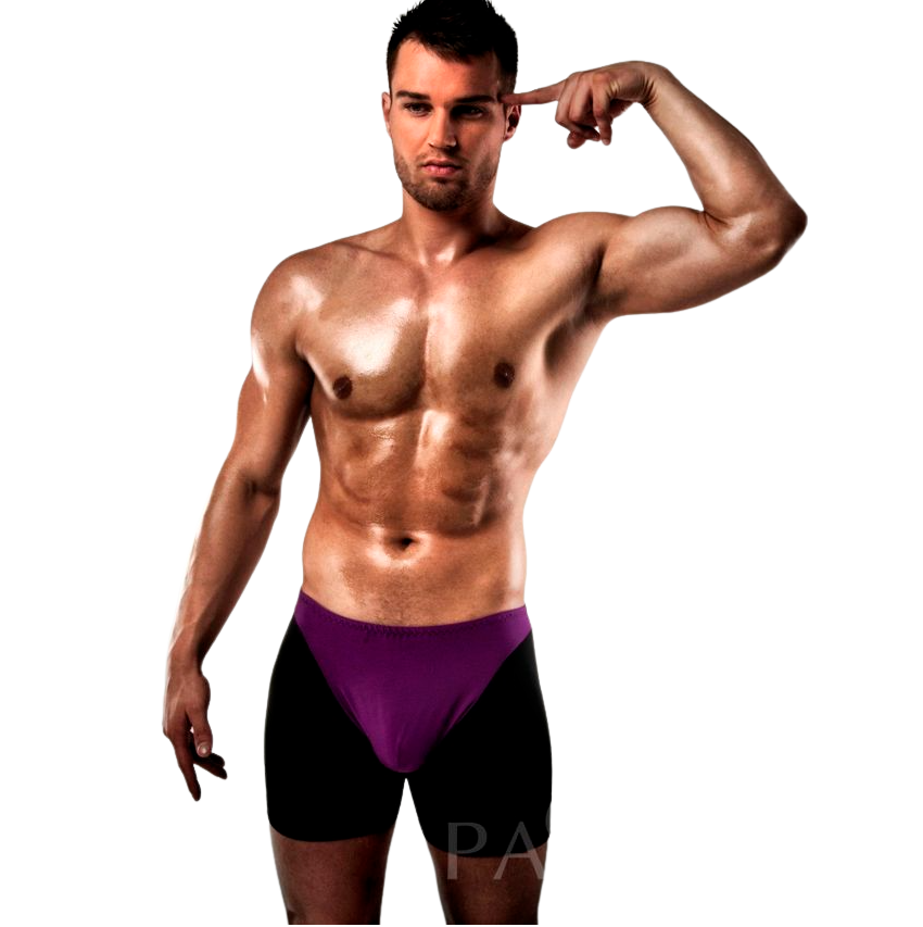 PASSION - BOXER 009 LILAC/BLACK EROTIC LINGERIE S/M - 53Xshop