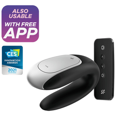 SATISFYER - DOUBLE FUN PARTNER VIBRATOR BLACK - 53Xshop