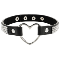 COQUETTE CHIC DESIRE - VEGAN LEATHER CHOKER WITH HEART - 53Xshop