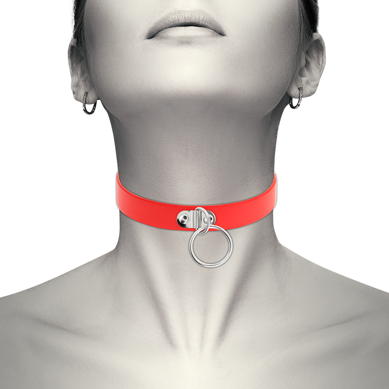 COQUETTE CHIC DESIRE - RED VEGAN LEATHER NECKLACE WOMAN FETISH ACCESSORY - 53Xshop