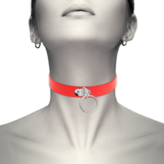 COQUETTE CHIC DESIRE - RED VEGAN LEATHER NECKLACE WOMAN FETISH ACCESSORY - 53Xshop