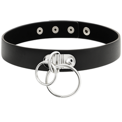 COQUETTE CHIC DESIRE - DOUBLE RING VEGAN LEATHER CHOKER - 53Xshop