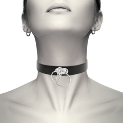 COQUETTE CHIC DESIRE - DOUBLE RING VEGAN LEATHER CHOKER - 53Xshop