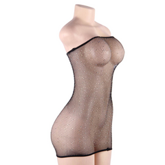 QUEEN LINGERIE - NET BODY DRESS WITH DIAMONDS S/L - 53Xshop