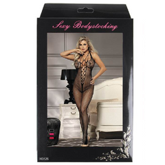 QUEEN LINGERIE - HALTER NECK AND OPEN BACK BODYSTOCKING S/L - 53Xshop