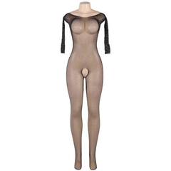 QUEEN LINGERIE - LONG SLEEVE BODYSTOCKING WITH DIAMONDS S/L - 53Xshop