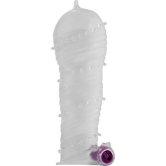 OHMAMA - TEXTURED PENIS SHEATH WITH WIDE TIP VIBRATING BULLET - 53Xshop