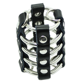 OHMAMA FETISH - PENIS CAGE WITH METAL RINGS AND LEATHER STRAPS