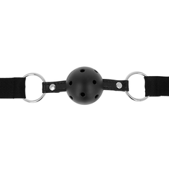 BÂILLON À BOULE RESPIRANT EN TISSU NOIR OHMAMA FETISH