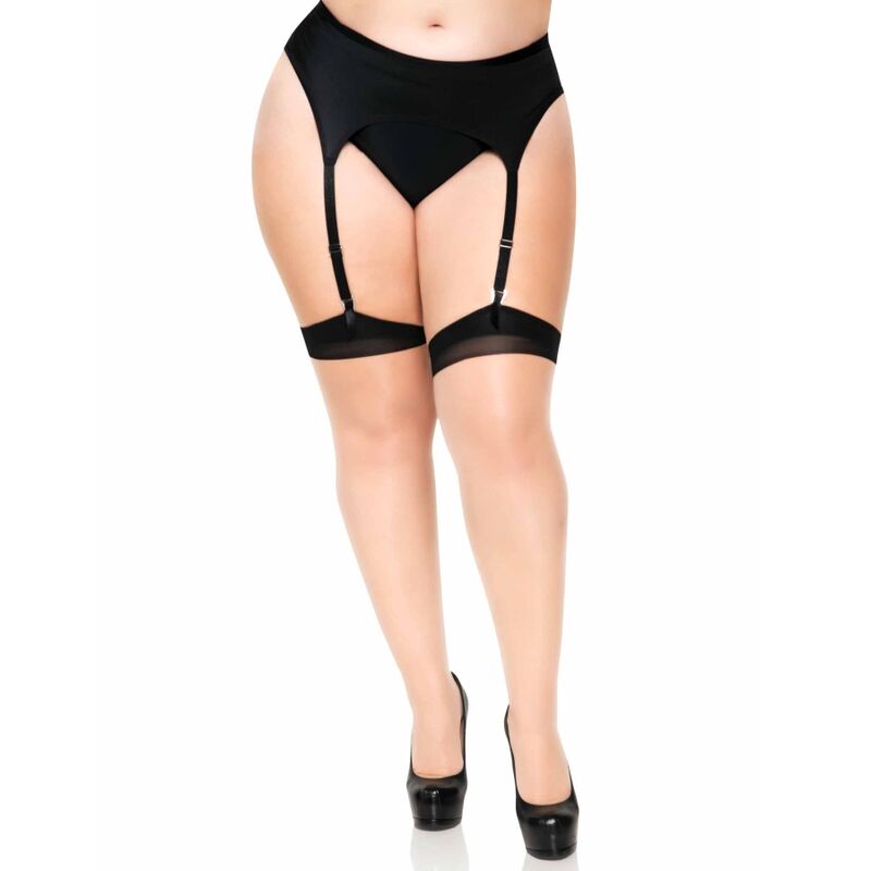 LEG AVENUE - PLUS LYCRA SHEER 2 TONE THIGH HIGH WITH BACKSEAM AND CUBAN HEEL - 53Xshop