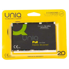 UNIQ - PULL LATEX FREE CONDOMS WITH STRIPS 3 UNITS - 53Xshop