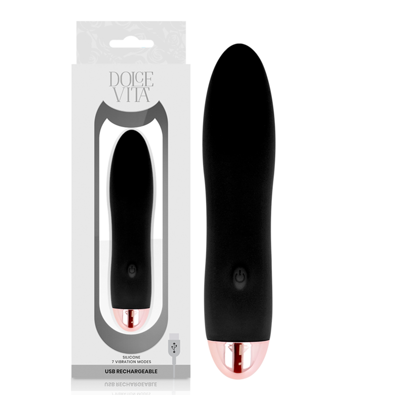 DOLCE VITA - RECHARGEABLE VIBRATOR FOUR BLACK 7 SPEEDS - 53Xshop