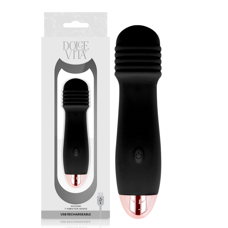 DOLCE VITA - RECHARGEABLE VIBRATOR THREE BLACK 7 SPEED - 53Xshop