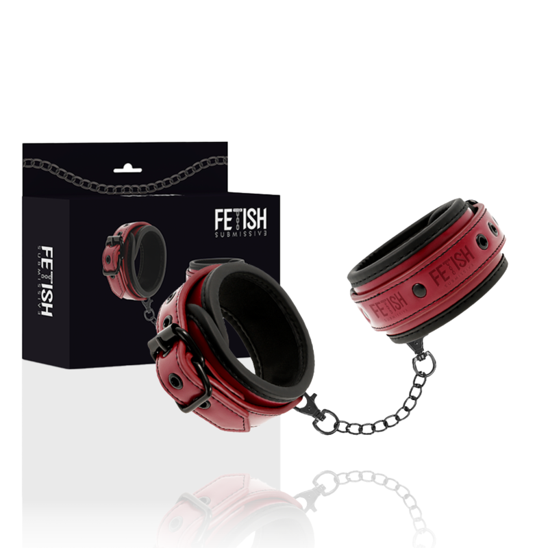 FETISH SUBMISSIVE DARK ROOM - VEGAN LEATHER HANDCUFFS WITH NEOPRENE LINING - 53Xshop