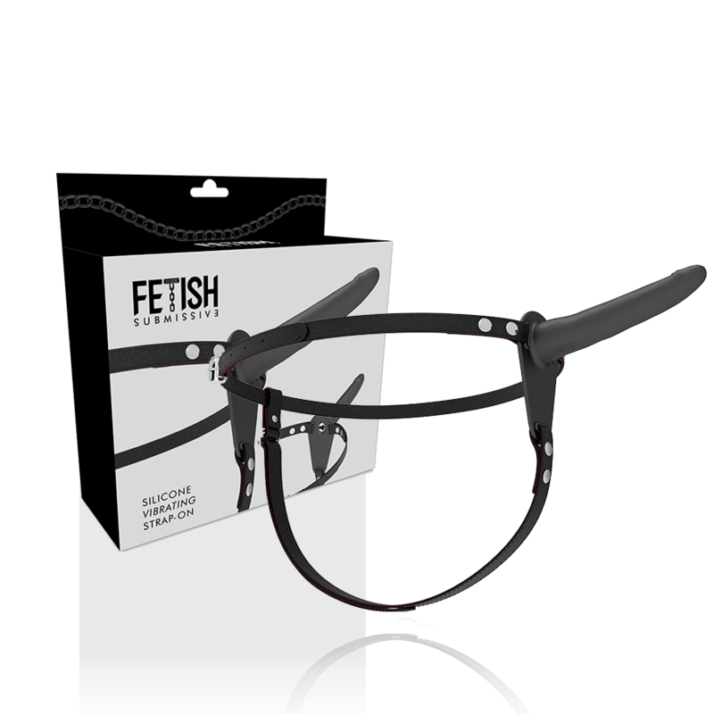 FETISH SUBMISSIVE HARNESS - BLACK SILICONE VIBRATOR 15 CM - 53Xshop