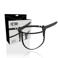 FETISH SUBMISSIVE HARNESS - BLACK SILICONE VIBRATOR 15 CM - 53Xshop