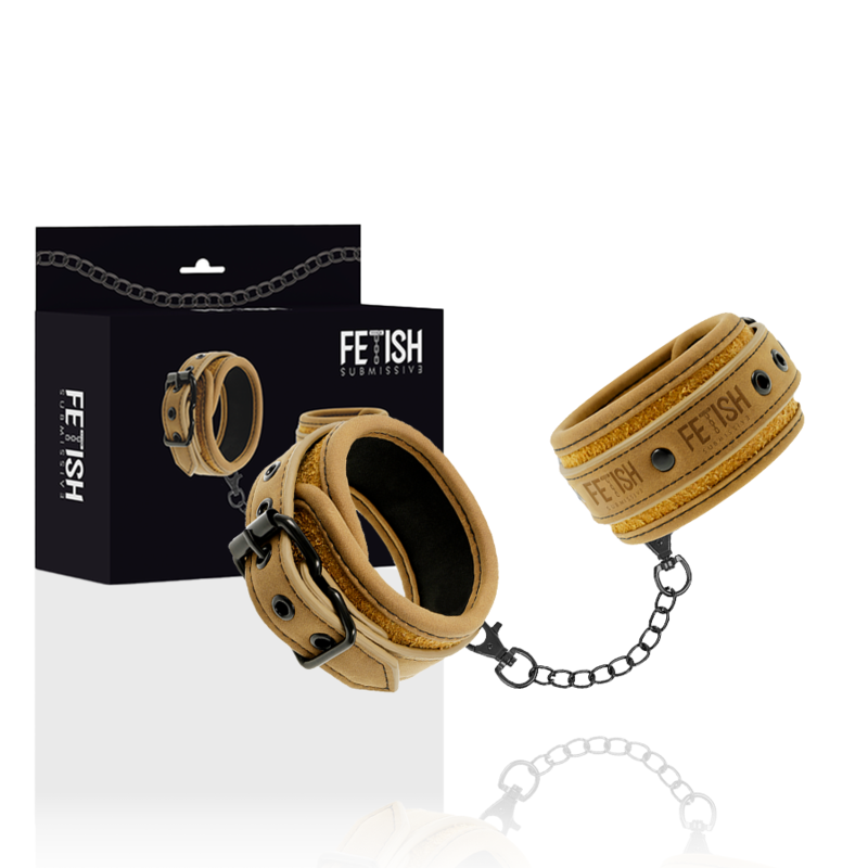 FETISH SUBMISSIVE ORIGEN - VEGAN LEATHER HANDCUFFS WITH NEOPRENE LINING - 53Xshop