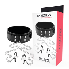 DARKNESS - COLLAR WITH NIPPLE CLAMPS BLACK - 53Xshop