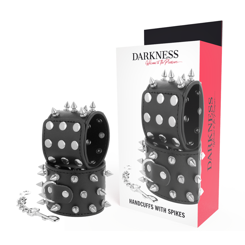 DARKNESS - SKULLS AND BONES BLACK SPIKED HANDCUFFS - 53Xshop
