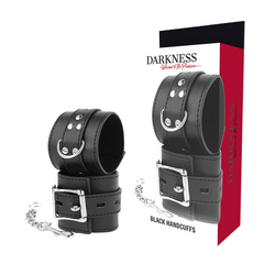 DARKNESS - BLACK LEATHER HANDCUFFS - 53Xshop