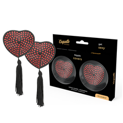 COQUETTE CHIC DESIRE - NIPPLE COVERS HEART BLACK / RED - 53Xshop