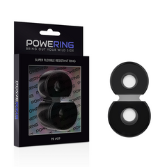 POWERING - SUPER FLEXIBLE AND RESISTANT DOUBLE PENIS RING PR09 BLACK - 53Xshop