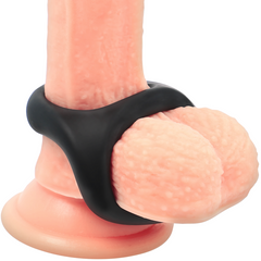 POWERING - SUPER FLEXIBLE AND RESISTANT PENIS AND TESTICLE RING PR13 BLACK - 53Xshop
