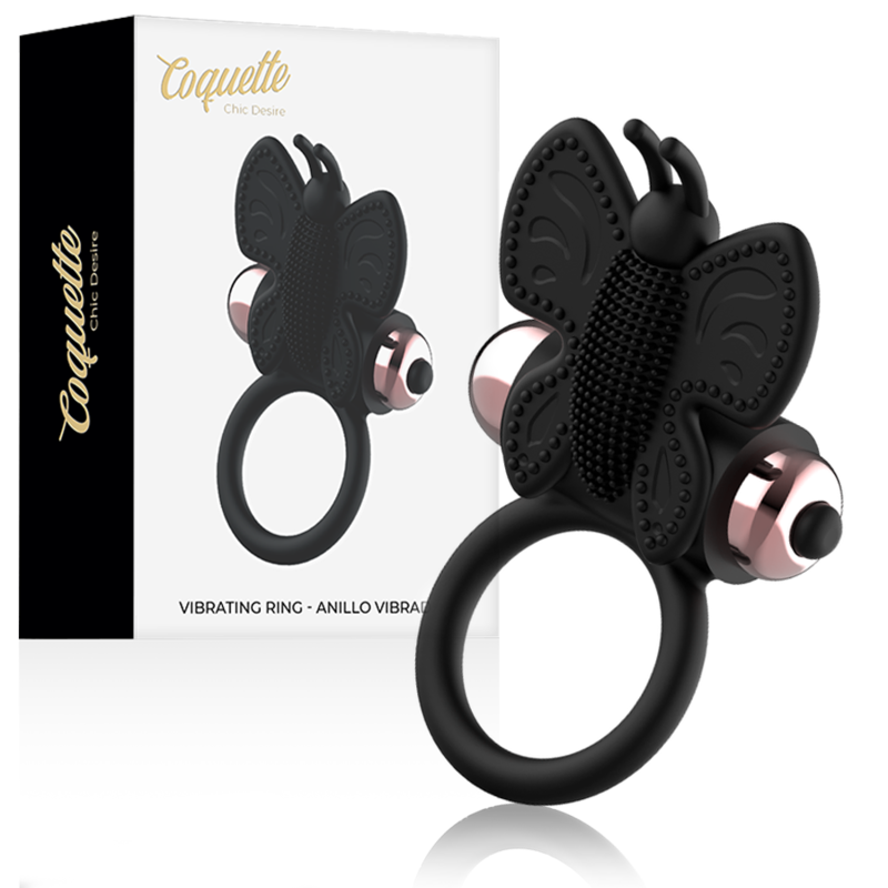 COQUETTE CHIC DESIRE - COCK RING BUTTERFLY WITH VIBRATOR BLACK/ GOLD - 53Xshop