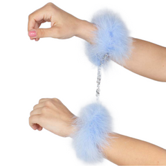 SECRETPLAY - BLUE LIGHT MARABOU HANDCUFFS - 53Xshop
