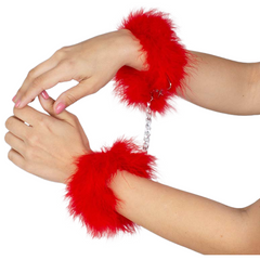 SECRETPLAY - RED MARABOU HANDCUFFS - 53Xshop
