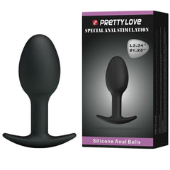 PRETTY LOVE - SILICONE ANAL PLUG 6.5 CM BLACK - 53Xshop