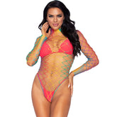 LEG AVENUE - MULTICOLOR LONG SLEEVE NET BODYSUIT