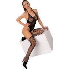 LIVCO CORSETTI FASHION - FLAMMEN LC 17355 SET BODY + STOCKINGS BLACK ONE SIZE