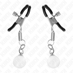 KINK - GLASS BEAD NIPPLE CLAMPS SILVER 6 CM