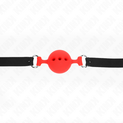 KINK - FULL SILICONE GAG 55 x 2 CM WITH 4.5 CM BALL SIZE M RED ADJUSTABLE 35-51 CM