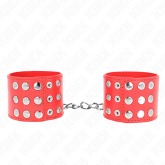 KINK - ATTACHES DE POIGNET AVEC FERMETURE À PRESSION ROUGE RÉGLABLE 19-24 CM X 5,5 CM