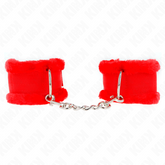 KINK - FURRY LINED WRIST RESTRAINTS RED ADJUSTABLE 17-31 CM X 7 CM