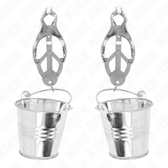 KINK - JAPANESE CLOVER NIPPLE CLAMPS WITH BUCKETS SILVER