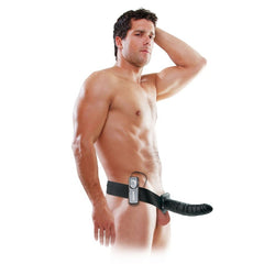 FETISH FANTASY SERIES - 19 CM VIBRATING HOLLOW STRAP-ON BLACK - 53Xshop