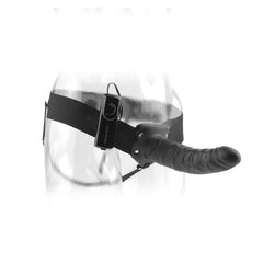FETISH FANTASY SERIES - 19 CM VIBRATING HOLLOW STRAP-ON BLACK - 53Xshop