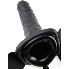 FETISH FANTASY SERIES - 19 CM VIBRATING HOLLOW STRAP-ON BLACK - 53Xshop
