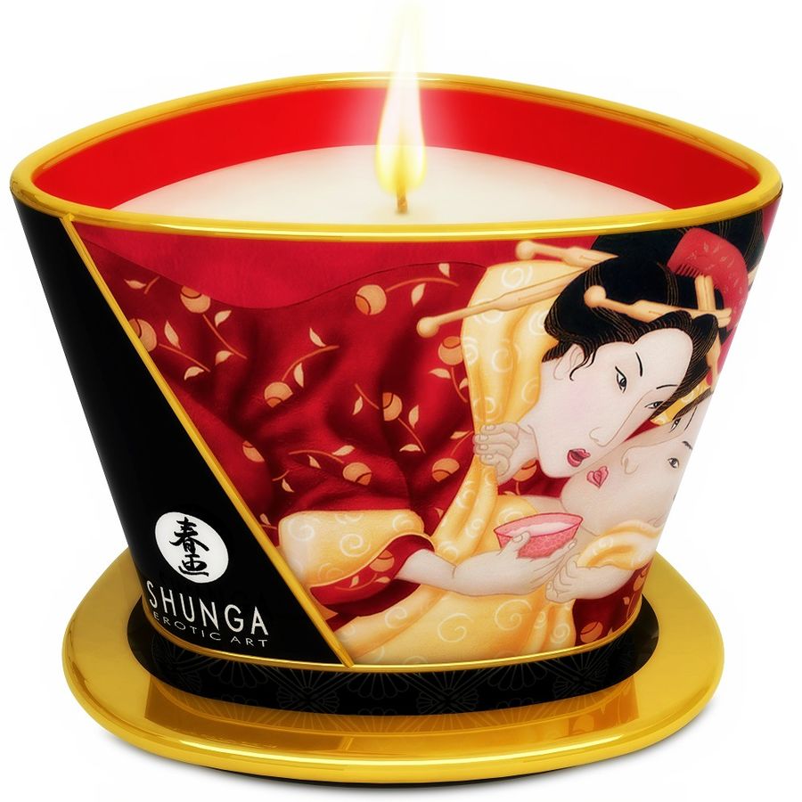 SHUNGA - MINI CARESS BY CANDELIGHT STRAWBERRIES AND CAVA MASSAGE CANDLE 170 ML - 53Xshop